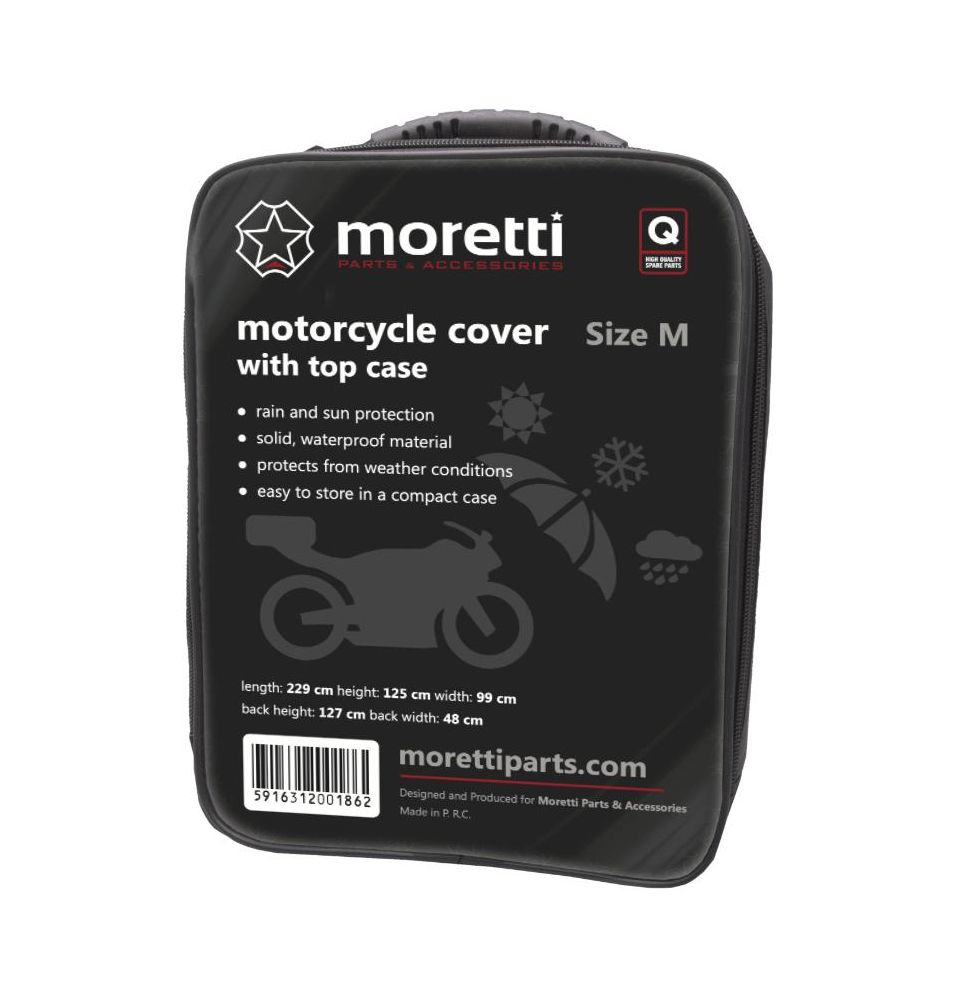 Pokrowiec na motocykl Moretti z kufrem, rozmiar: M (229x99x125)