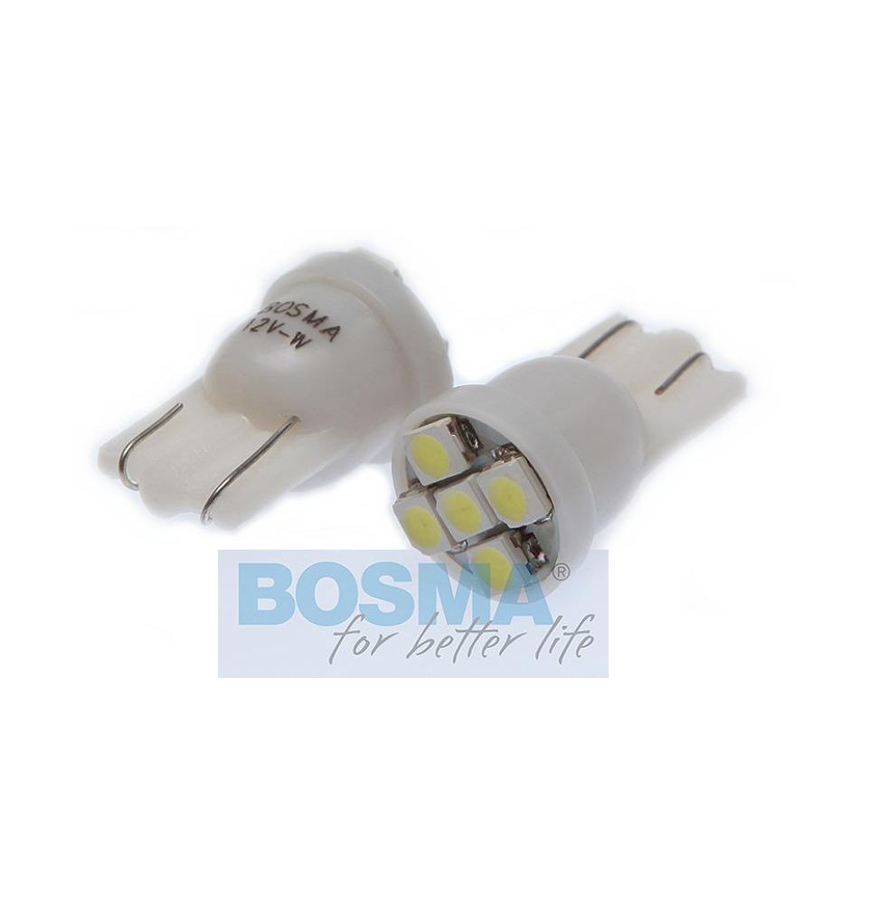 Żarówka LED 12V Bosma 12V 1,2W 5*LED SMD3528 T10 Biały 6000K (blister) [4175]