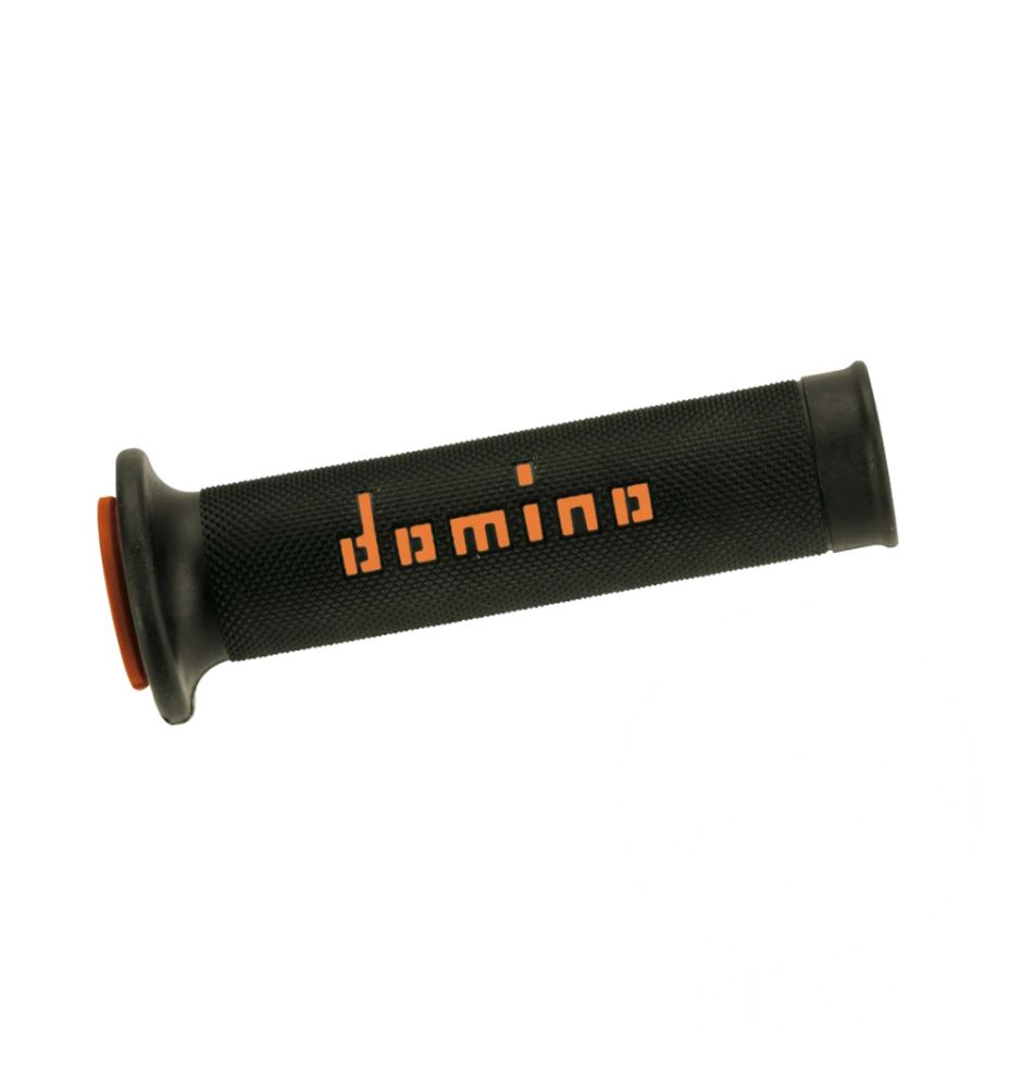 Manetka lewa + prawa Domino Offroad czarno/pomarańczowe 22/126mm otwarte (komplet)